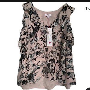 NWT $228 Parker  Ruffle Off Shoudler Floral  Top